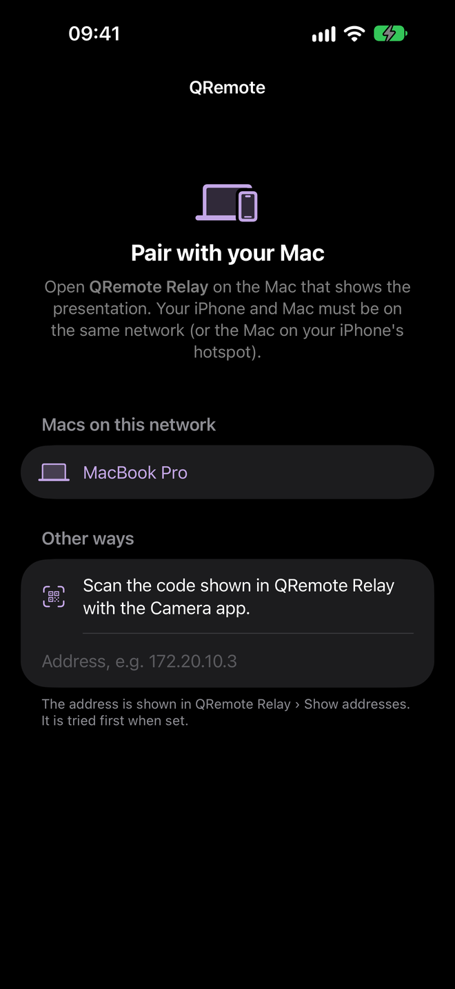 iPhone: Pair with your Mac, with the Mac found on the network