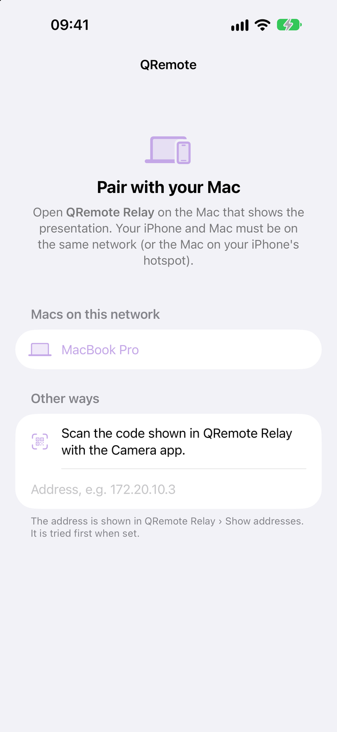 iPhone: Pair with your Mac, with the Mac found on the network