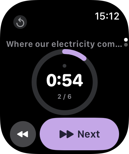 Apple Watch: a dot above the time for each step of the slide